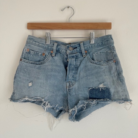 Levi's Pants - Levi's Cutoff Frayed Hem Distressed Patchwork‎ Shorts Size 25